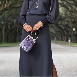 Spartina 449 Evening Bag White Hall Blossom Sprig Slate